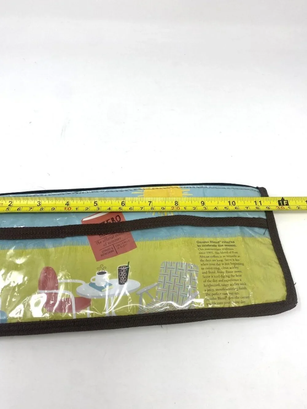 Recycled Repurpose Starbucks Coffee Wrapper Zip Pouch 2 Compartments  B8